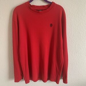 South Pole Men’s Waffle Knit Thermal Sweater Long Sleeve - Red Size Large